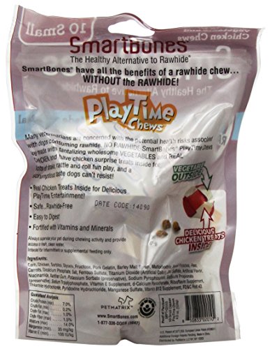 Smart Bones PlayTime Chews, Rawhide Free Dog Chews, Treats for Dogs Made With Real Chicken, 10 Count Small