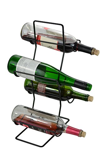 Southern Homewares 4 Bottle Wine Rack Tree Freestanding Counter Top Bottle Organizer - Great for Wine or Spirits, SH-10024 Black Iron