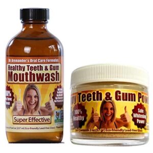 happy teeth & gum kit - revitalize your oral health! helps gum recession, bleeding gums, removes plaque - includes organic, non-gmo happy teeth & gum powder and healthy teeth & gum mouthwash