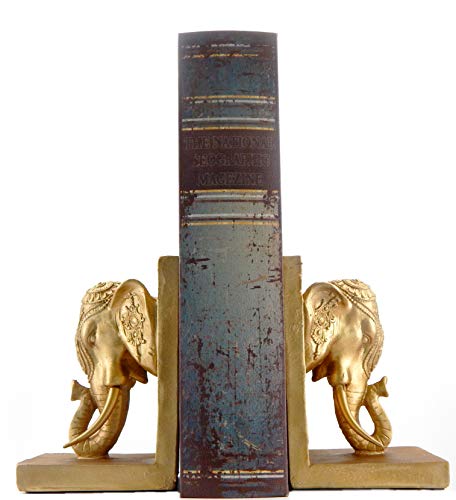 Bellaa 21817 Bookends Elephant Head Bookshelf Decor 7 inch