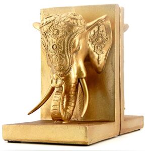 Bellaa 21817 Bookends Elephant Head Bookshelf Decor 7 inch