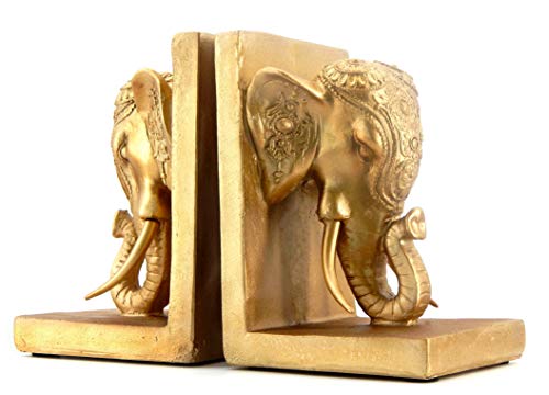 Bellaa 21817 Bookends Elephant Head Bookshelf Decor 7 inch