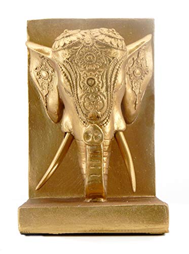 Bellaa 21817 Bookends Elephant Head Bookshelf Decor 7 inch