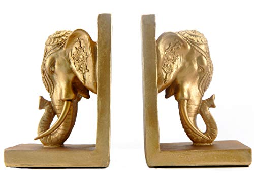 Bellaa 21817 Bookends Elephant Head Bookshelf Decor 7 inch