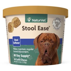 naturvet – stool ease for dogs – 40 soft chews – helps maintain regular bowel movements – enhanced with sugar beet pulp, flaxseed & psyllium husk – 40 day supply