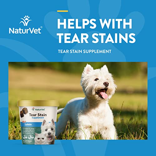 NaturVet – Tear Stain Plus Lutein – Eliminates Unsightly Tear Stains – Enhanced with Cranberry Extract, Marshmallow Root & Oregon Grape Root – for Dogs & Cats – 70 Soft Chews