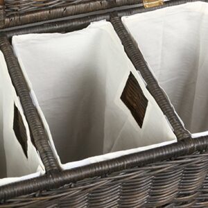 The Basket Lady Fabric Liner for 3-Compartment Wicker Laundry Hamper (Liner ONLY), One Section, Natural