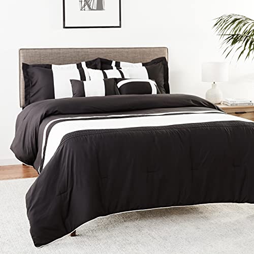 Chic Home 10-Piece Fiesta Bed-in-a-Bag Comforter Set, Queen, Black