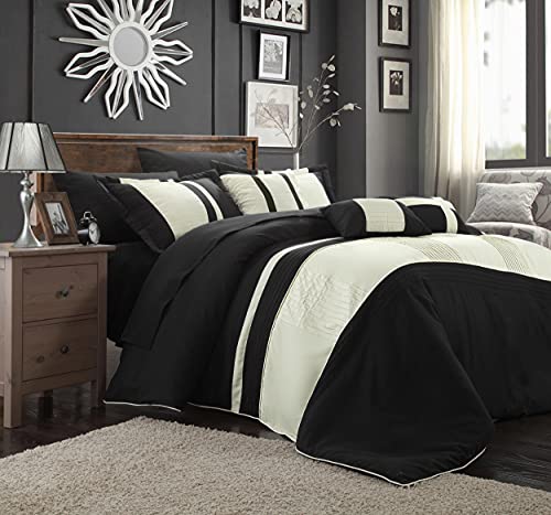 Chic Home 10-Piece Fiesta Bed-in-a-Bag Comforter Set, Queen, Black