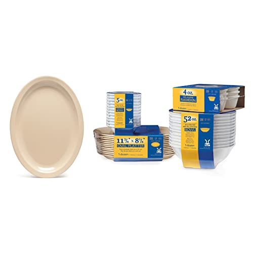 G.E.T. SP-OP-614-T 13.25" x 9.75" Oval Platter (Qty, 12), Melamine, Tan (Pack of 12)