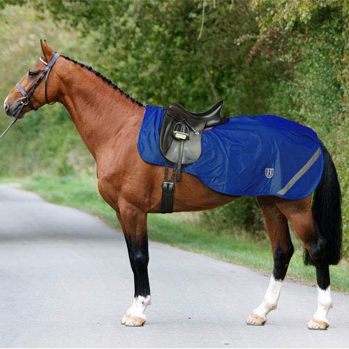 Harrison Howard Climax Horse Sheet Waterproof/Fleece Lining Horse Blanket with Hi-Vis Features Superb Night Safty on Road-Nautical Blue