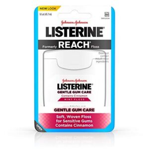 listerine gentle gum care interdental floss for sensitive gums, oral care, mint, 50 yards (pack of 6)