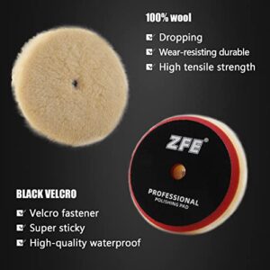 Buffing Polishing Pads, ZFE 6Pcs 5"(125mm) Waffle Foam Buffing Pads Polishing Pads Wool Pad Kit for 5Inch Backing Plate RO/DA/GA Car Polisher Boat Compounding, Polishing and Waxing