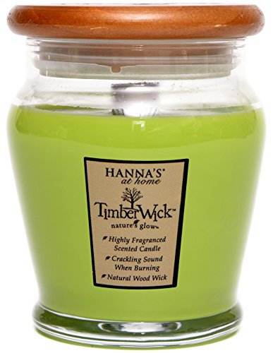 Hanna's Candle Company 100463 Timber Wick Candle with Wooden Lid, 9.25-Ounce, Apple Melon