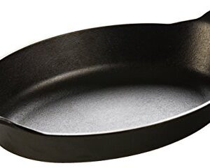 Lodge HOSD Heat Enhanced and Seasoned Cast Iron, 36-Ounce Oval Serving Dish, 36 ounce, Black