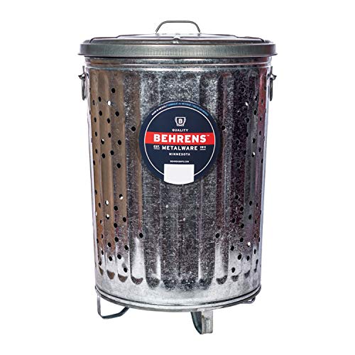 Behrens BEHRENS-RB20 Composter Steel Trash Can for Garden and Yard Waste Hot-Dipped, 20-Gallon, Silver