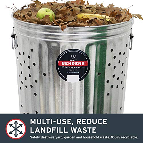 Behrens BEHRENS-RB20 Composter Steel Trash Can for Garden and Yard Waste Hot-Dipped, 20-Gallon, Silver