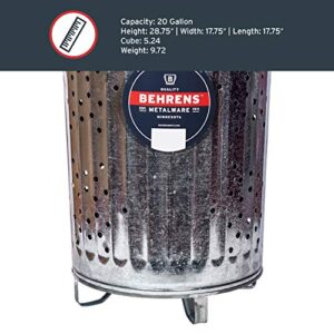 Behrens BEHRENS-RB20 Composter Steel Trash Can for Garden and Yard Waste Hot-Dipped, 20-Gallon, Silver