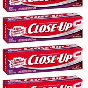 Close-Up Fluoride Toothpaste, Freshening Red Gel 4 oz (Pack of 4)