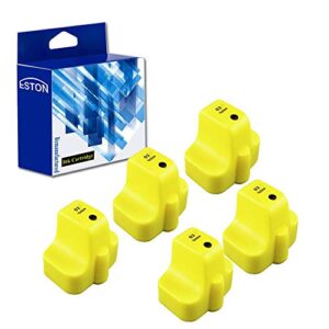eston remanufactured replacements for hp 02 yellow ink cartridges (5 yellow) compatible for hp photosmart c5180 c6180 c6280 c7180 c7280 c7200
