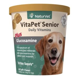 naturvet vitapet senior daily vitamins plus glucosamine for dogs, 60 ct soft chews, made in the usa with globally source ingredients