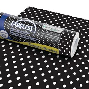 fadeless bulletin board paper, fade-resistant paper for classroom decor, 48” x 50’, classic dots-black & white, 1 roll