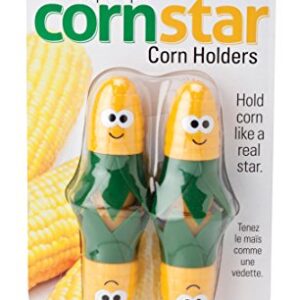 Joie Corn Star Interlocking Corn on the Cob Holders, 2 pairs (4 corn picks), Yellow