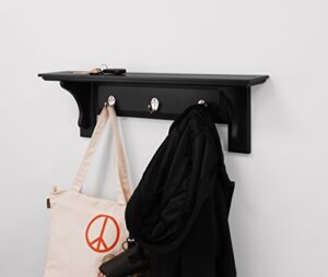 kieragrace bennet shelf with 3 hooks, 23.5-inch, black