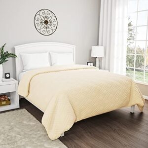 lavish home ivory quilt coverlet- full/queen size- basket weave quilted pattern- soft & lightweight bedding for all seasons- solid color bedspread