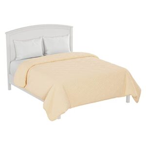 Lavish Home Ivory Quilt Coverlet- Full/Queen Size- Basket Weave Quilted Pattern- Soft & Lightweight Bedding for All Seasons- Solid Color Bedspread