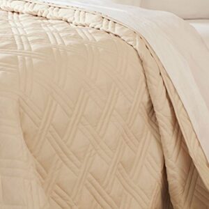 Lavish Home Ivory Quilt Coverlet- Full/Queen Size- Basket Weave Quilted Pattern- Soft & Lightweight Bedding for All Seasons- Solid Color Bedspread