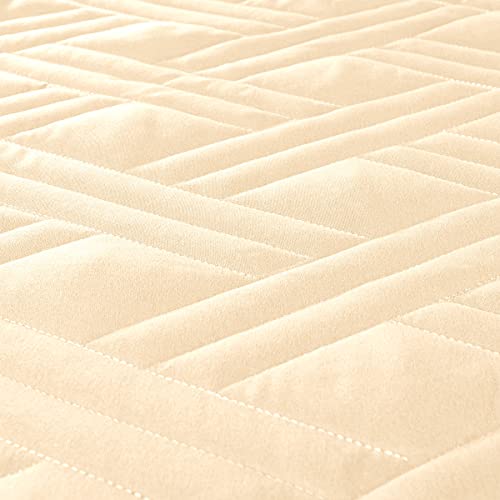 Lavish Home Ivory Quilt Coverlet- Full/Queen Size- Basket Weave Quilted Pattern- Soft & Lightweight Bedding for All Seasons- Solid Color Bedspread