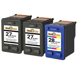 Houseoftoners Remanufactured Ink Cartridge Replacement for HP 27 & 28 (2 Black & 1 Color, 3-Pack)