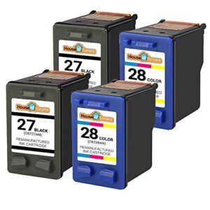 Houseoftoners Remanufactured Ink Cartridge Replacement for HP 27 & 28 (2 Black & 2 Color, 4-Pack)