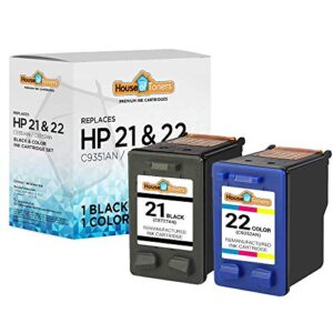 houseoftoners remanufactured ink cartridge replacement for hp 21 & 22 for officejet 4310, 4315, j3625, j3635, deskjet 3915, 3930, d1420, d1455, f2224, f2240 printers (1 black & 1 color, 2-pack)