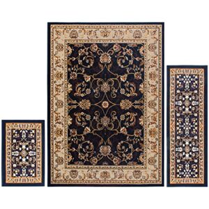 Home Dynamix Ariana Badah Area Rug 3 Piece Set (4'11" x6'11,1'8" x4'11,1'8" x2'8), Border Ebony/Ivory