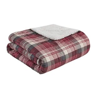 woolrich oversized reversible throw blankets premium diamond quilting, cabin lifestyle, soft, cozy spun with sherpa reverse cover for couch, bed and office, 50x70, tasha red