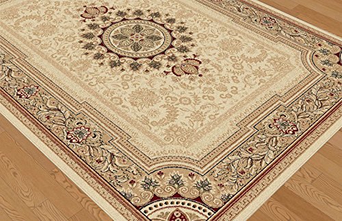 Jayden Traditional Oriental Ivory Scatter Mat Rug, 2' x 3'