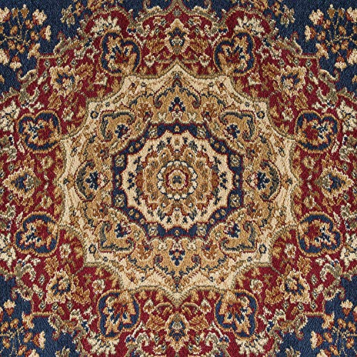 Fiona Traditional Oriental Navy Round Area Rug, 5' Round