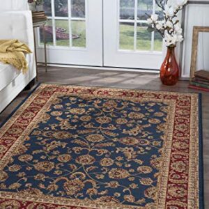 Sariya Transitional Oriental Navy Rectangle Area Rug, 8' x 10'