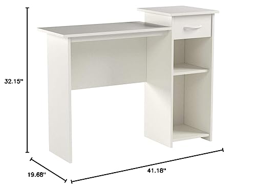 Student Desk Home Office Bedroom Furniture Indoor Desk - Easy Glide Accessory Drawer (White)