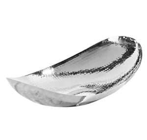 elegance hammered oval centerpiece bowl, 17" x 9", silver