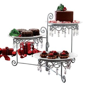 collections etc beaded 3-tier silver tone swivel server - appetizers, snacks, desserts, clear