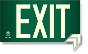 photoluminescent exit sign green - aluminum code approved ul 924 / ibc / nfpa 101 | nightbright usa part number ulg-050