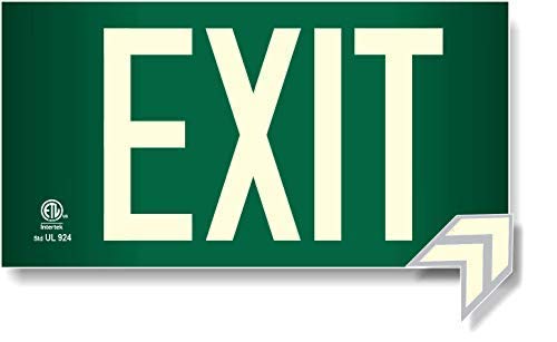 Photoluminescent Exit Sign Green - Aluminum Code Approved UL 924 / IBC / NFPA 101 | NightBright USA Part Number ULG-050