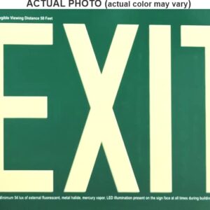 Photoluminescent Exit Sign Green - Aluminum Code Approved UL 924 / IBC / NFPA 101 | NightBright USA Part Number ULG-050