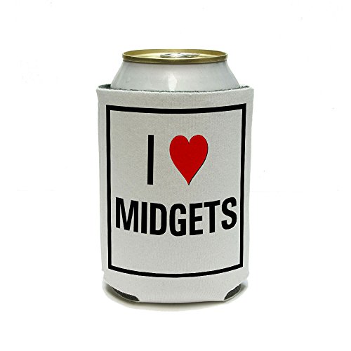 I Love Heart Midgets Can Cooler - Drink Insulator - Beverage Insulated Holder