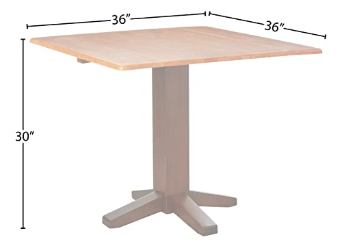 International Concepts Square Dual Drop Leaf Dining Table, 36", Cinnamon/Espresso