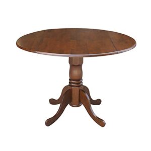 international concepts round dual drop leaf pedestal table, espresso, 42"