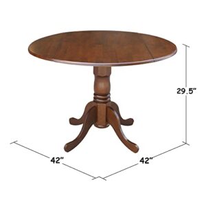 International Concepts Round Dual Drop Leaf Pedestal Table, Espresso, 42"